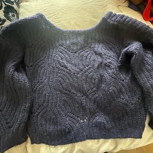 Sezane Knit Wool Sweater - Navy, Medium